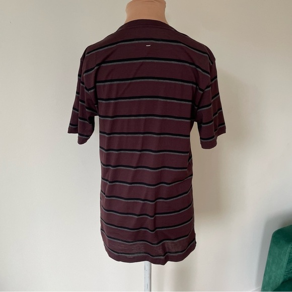 Rag & Bone Maroon Cotton Striped Short Sleeve Crewneck Tee T-Shirt EUC Size S - Picture 3 of 11